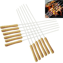12 Pack Outdoor Camping Barbecue Skewers, 30 cm Long Stainless Steel Grill Needles for BBQ and Roasting