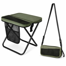 Sgabello pieghevole portatile da campeggio per esterni con borsa portaoggetti, leggero e resistente, verde