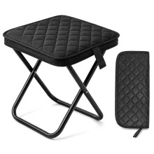 Thickened Quilted Portable Folding Handbag Chair, Black, Lightweight Compact Seat for Travel, Picnic, Camping and Outdoor Use