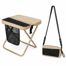 Sgabello pieghevole da campeggio con borsa per il trasporto, leggero, color kaki, per viaggio, pesca ed escursioni