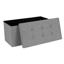 (Light Grey, 110x38x38cm) Storage Ottoman Footrest Stool Foldable Footstool Bench 43 Inches