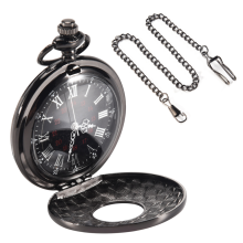 Vintage steampunk čierne rímske číslice náhrdelník quartz vreckové hodinky s darčekovou krabičkou na Deň otcov
