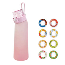 Športová fľaša na vodu 700 ml z Tritanu bez BPA, s 8 voňavými krúžkami, ružová s prechodovým matným povrchom