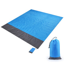 Waterproof Checkered Polyester Picnic Mat, Outdoor Camping and Beach Blanket, 2.1 x 2 m, Blue and Dark Gray