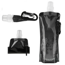 0.5L Portable Ultralight Foldable Silicone Water Bag for Hiking, Camping and Outdoor Sports, Waterproof Soft Flask, Black