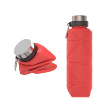 Buidéal Uisce Inaistrithe 700 ml as Silicín Infhillte le Búcla Crochta, Dearg, don Taisteal agus don Lasmuigh