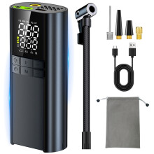 T8 Tragbare, kabellose Auto-Luftpumpe mit Display (Schwarz):T8