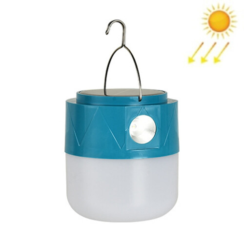 105 Solar-Powered Rechargeable LED Bulb Camping Light with Flashlight Function (Blue):Blue