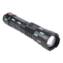 626 Weiße Laser-Teleskop-Zoom-LED-Taschenlampe mit Leuchtstreifen (Schwarz): 626