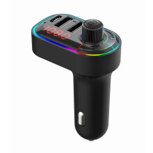 C12 Multifunktionales Autoladegerät mit zwei USB-Anschlüssen, Bluetooth-FM-Transmitter und Ambientebeleuchtung:C12