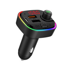 C13 Multifunktionaler Auto-Transmitter mit Dual-USB-PD-Schnellladefunktion, Bluetooth-FM-Transmitter und Umgebungslicht: C13
