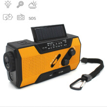 Solarbetriebene, handbetriebene LED-Taschenlampe, Vollbandradio, Schreibtischlampe und Wecker; Modell: US-Version NOAA (orange).