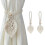 (White) Boho Cotton Curtain Tiebacks, 2PCS, No Tools Needed 2
