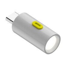 Tragbare Outdoor-Taschenlampe mit extrem niedrigem Stromverbrauch (210–230 lm) und USB-C-Anschluss, Modell: USB-C-Stecker (weiß).