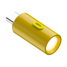 Tragbare Outdoor-Taschenlampe mit extrem niedrigem Stromverbrauch (210–230 lm) und USB-C-Anschluss, Modell: USB-C-Stecker (gelb).