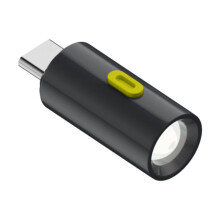 Tragbare Outdoor-Taschenlampe mit extrem niedrigem Stromverbrauch (210–230 lm) und USB-C-Anschluss, Modell: USB-C-Stecker (grau).