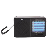 W-913 Tragbares analoges Dual-Mode-Radio mit Stromversorgung, FM/AM/SW1-7-Multibandradio (Schwarz): Schwarz