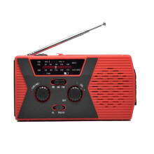 AM/FM/NOAA 2000mAh digitale display multiband radio compatibel senioren, afstemming mogelijk, draagbare noodradio met handslinger (rood):groen