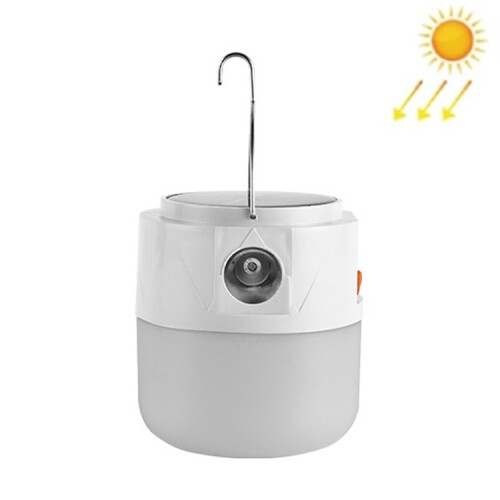 105 Solar-Powered Rechargeable LED Bulb Camping Light with Flashlight Function (White):White