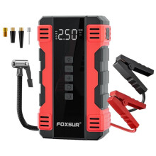 FOXSUR Auto-Starthilfe Multifunktionale tragbare Luftpumpe (Rot):Rot