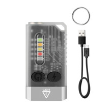 V10 Tragbare Schlüsselanhängerleuchte, USB-wiederaufladbare, hochintensive Mini-Taschenlampe (Weiß): Weiß