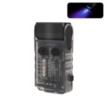 Linterna portátil llavero V20, mini linterna recargable de alta intensidad (negra con luz morada): Negro con luz morada