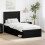 VidaXL vidaXL Bed Frame with Headboard Black 75 x 190 cm Solid Pine Wood 1