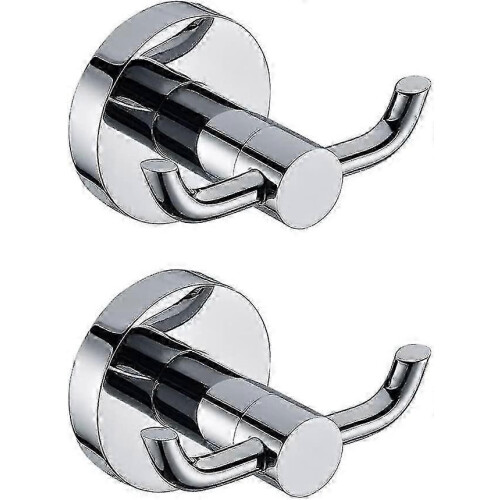 2 pack wall mount coat hooks modern polished chrome solid brass double towel hook door bathroom toil p