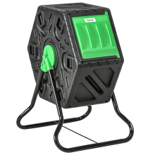 Composteur rotatif 65 L, composteur de jardin ventilé avec cadre en acier