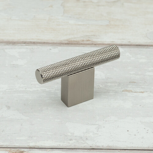 (60mm Pull) Brushed Nickel Knurled Cabinet Handle 160mm & Pull 2