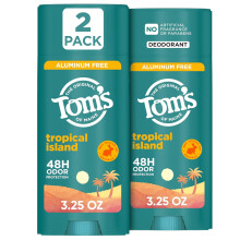 Tom's of Maine Tropical Island Natural Deodorant for Men and Women, Aluminum Free, No Artificial Fragrances, Dyes, or Preservatives, 3.25 oz (2 Pack)