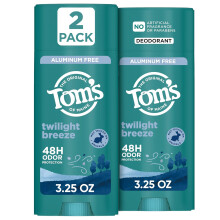 Tom's of Maine Twilight Breeze Natural Deodorant for Men and Women, Aluminum Free, No Artificial Fragrances, Dyes, or Preservatives, 3.25 oz (2 Pack)