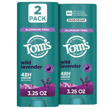 Tom's of Maine Wild Lavender Natural Deodorant for Men and Women, Aluminum Free, No Artificial Fragrances, Dyes, or Preservatives, 3.25 oz (2 Pack)