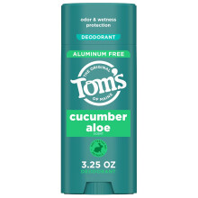 Tom's of Maine Cucumber Aloe Aluminum Free Natural Deodorant For Women & Men | Goes on Clear | Odor & Wetness Protection | 3.25 oz