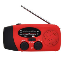 Hanrongda HRD-902 Tragbares, solarbetriebenes und wiederaufladbares Radio mit Beleuchtung für Katastrophenschutz und Notfälle (Rot): HRD-902