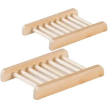 Set de 2 săpuniere din lemn de bambus natural - săpunieră lucrată manual - perfectă pentru duș și chiuvetă - igien