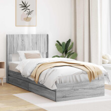 vidaXL Bed Frame with Storage and Headboard Grey Sonoma 100 x 200 cm