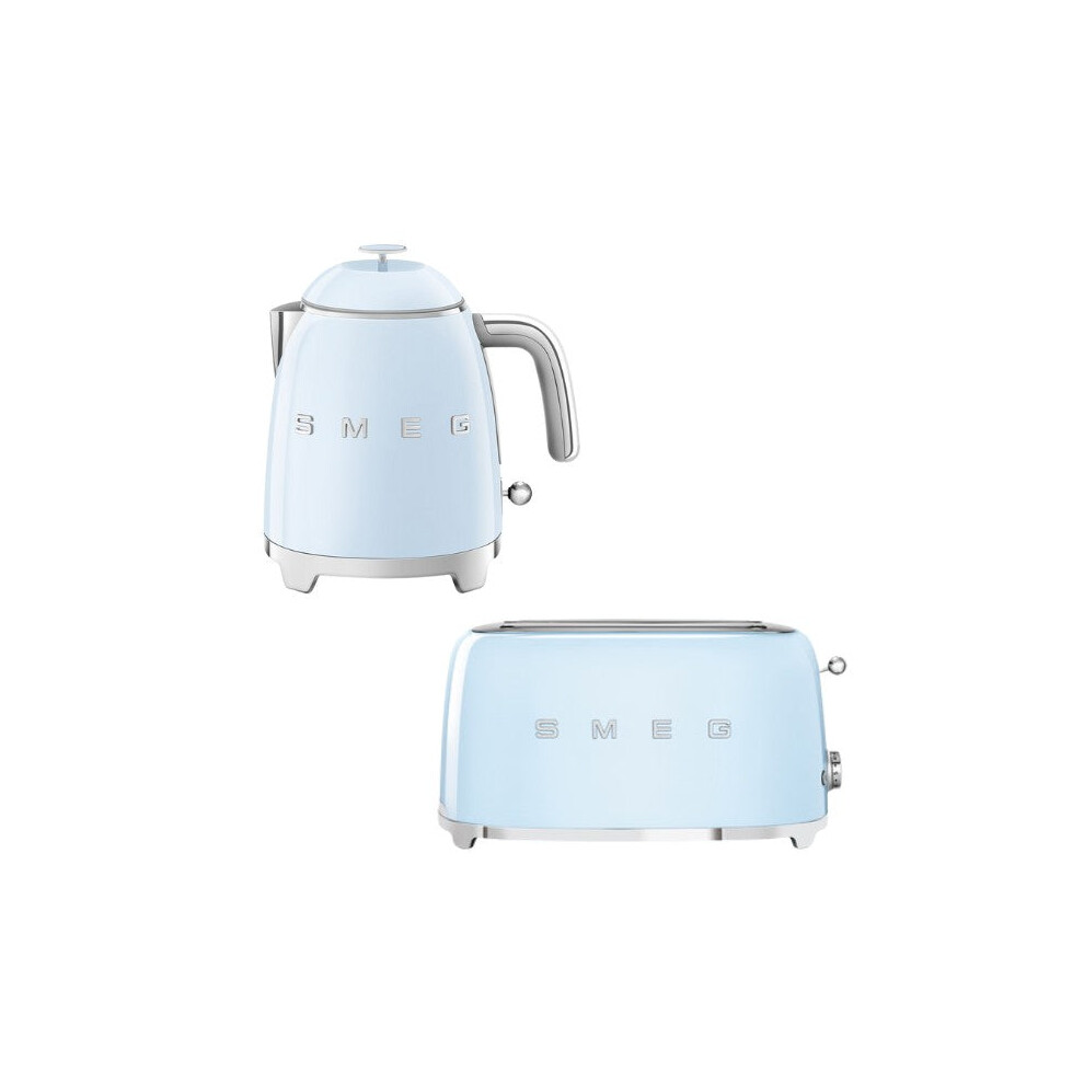 Smeg Blue Klf05 Retro 50'S Style Small Mini Kettle 0.8L & Tsf03 Retro 4-Slice Toaster Set - Pastel - Image 6