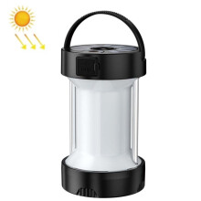 Campinglampe, Notleuchte, multifunktionale Zeltleuchte, solarbetriebene, wiederaufladbare LED-Hochleistungs-Campinglampe (schwarze Ausführung): Weiß