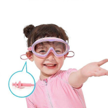 Detské plavecké okuliare s veľkým rámom a štuple do uší, vonkajšie plavecké okuliare, proti zahmlievaniu, potápačské oku