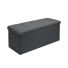 (Dark Grey, 110x38x38cm) Storage Ottoman Footrest Stool Foldable Footstool Bench 43 Inches
