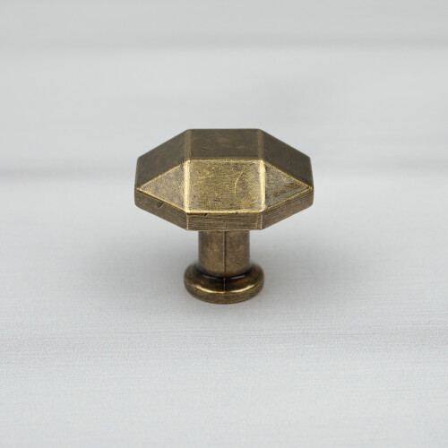 32mm Antique Brass Cabinet Knob Octagonal Pull 2