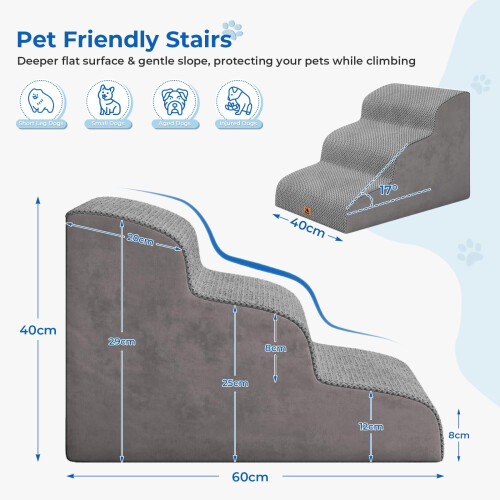Dripex Dripex 3-Step Curved Dog Stairs Grey 1