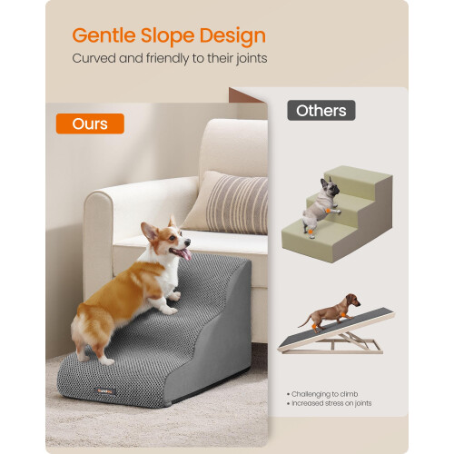 FEANDREA Feandrea 3-Step Dog Stairs, Waffle-Patterned Corduroy Dog Steps for Bed, Sofa, W 2
