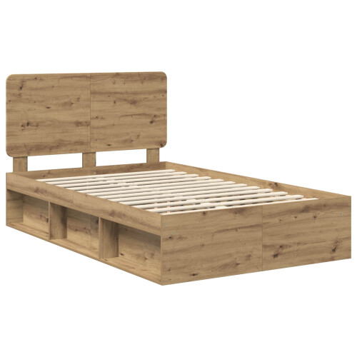 VidaXL vidaXL Bed Frame Artisian Oak 135 x 190 cm Solid Pine Wood 2