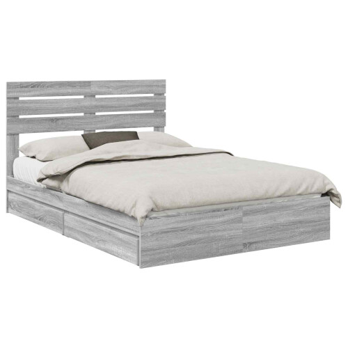 VidaXL vidaXL Storage Bed Grey Sonoma 140 x 200 cm Engineered Wood 1