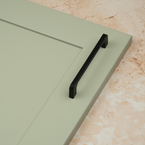 (128mm Handle) Matt Black Squared Angled Slim Cabinet Handles 1