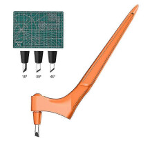 (Orange And Carving Board) 360 graden draaibare papiersnijder, roestvrijstalen mes, 3 verwisselbare koppen voor modelbouw en scrapbooking