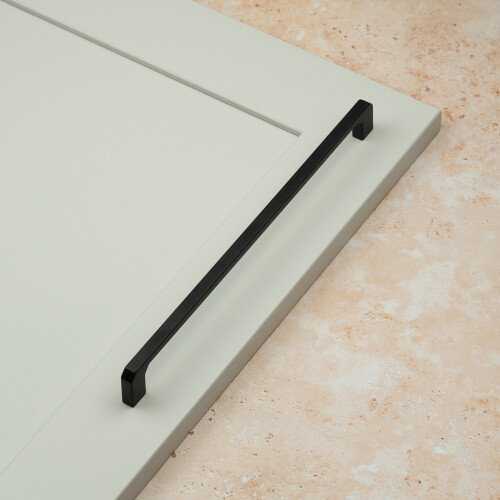 (256mm Handle) Matt Black Squared Angled Slim Cabinet Handles 1