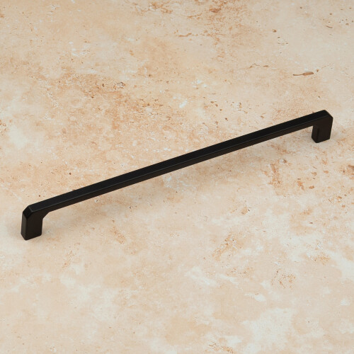 (256mm Handle) Matt Black Squared Angled Slim Cabinet Handles 2